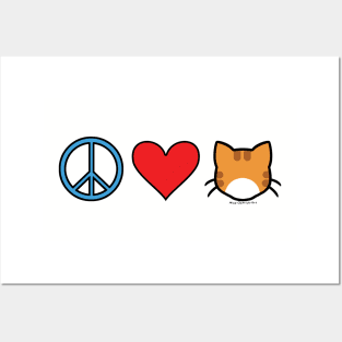 Peace Love Cats - Orange n White Posters and Art